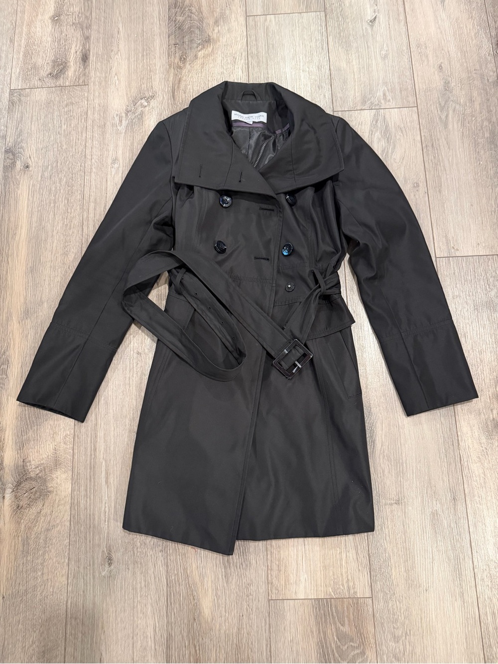 Classic Black Double-Breasted Trench Coat with Belt
